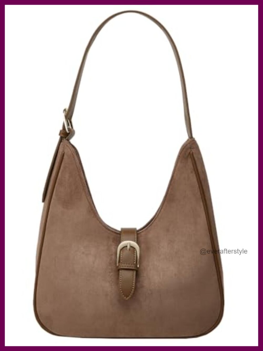 Faux Suede Crescent Shoulder Bag Slouchy Retro Satchel Tote